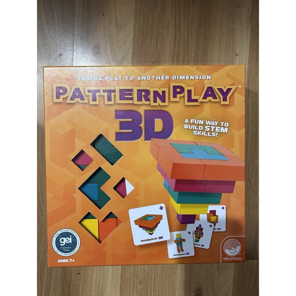 Mindware 3D Wood Brain Puzzle Pattern Play Build Stem Skills Educational Toy